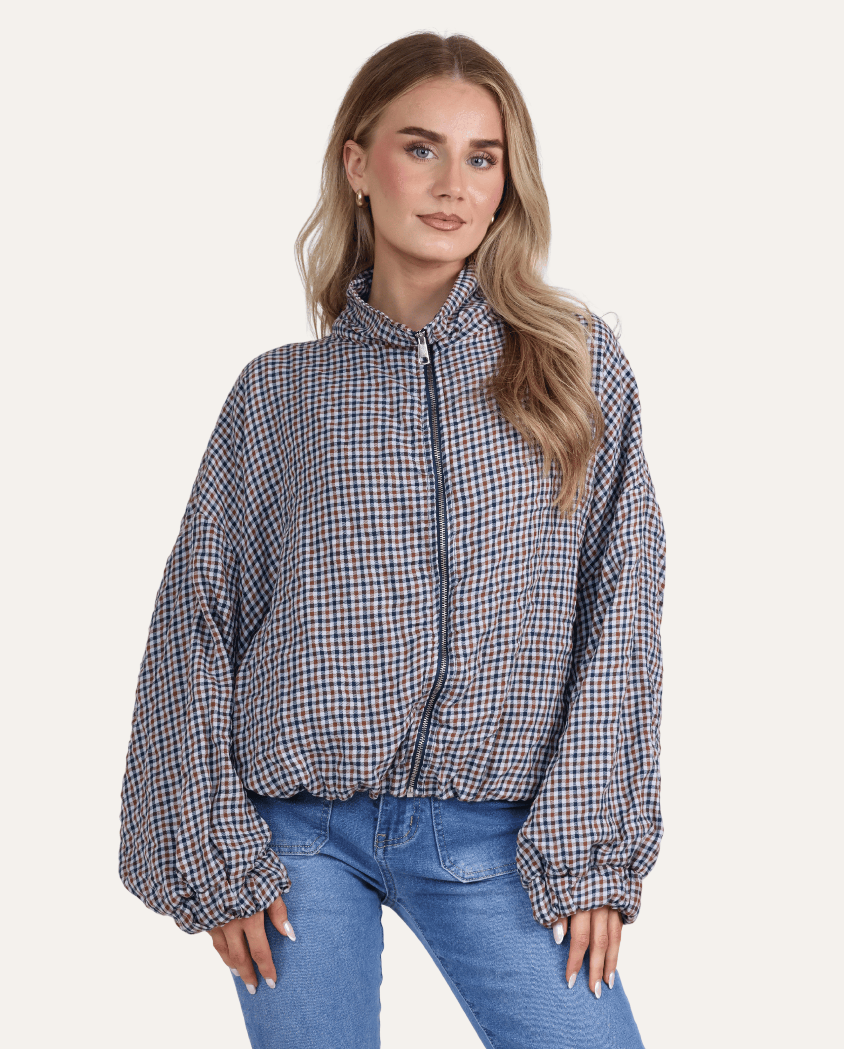 Gingham Lightweight Bomber Jacket - Terminal 1 Clothing