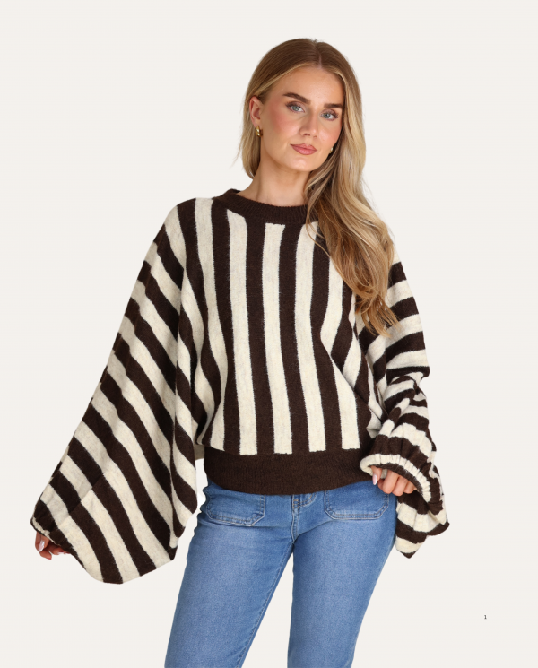 Exaggerated Drape Sleeve Block Stripe Jumper - Terminal 1 Clothing