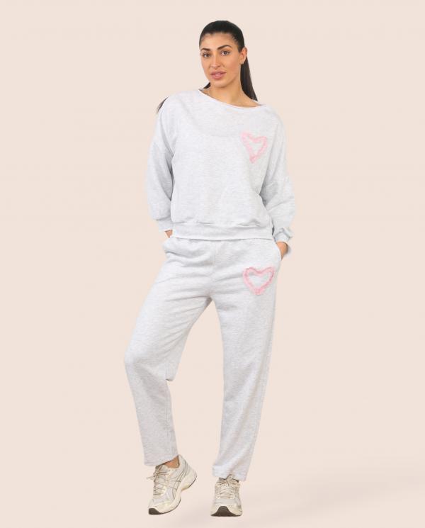 Heart Detail Straight Leg Jogger (Natural Fibres) - Terminal 1 Clothing