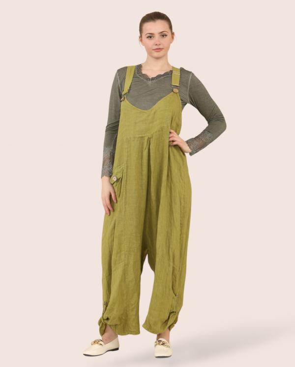 Italian Style Linen Dungarees - Terminal 1 Clothing