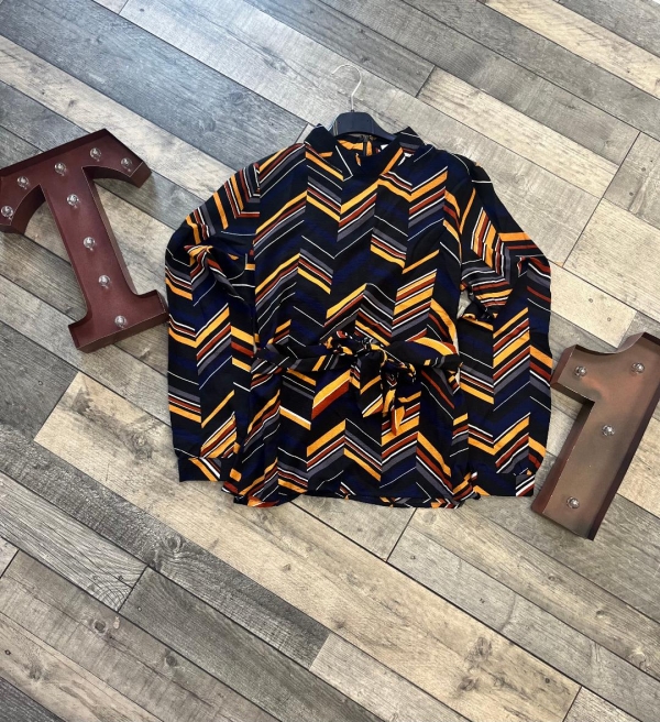 STELLA MORGAN Printed Tie Waist Blouse - Terminal 1 Clothing