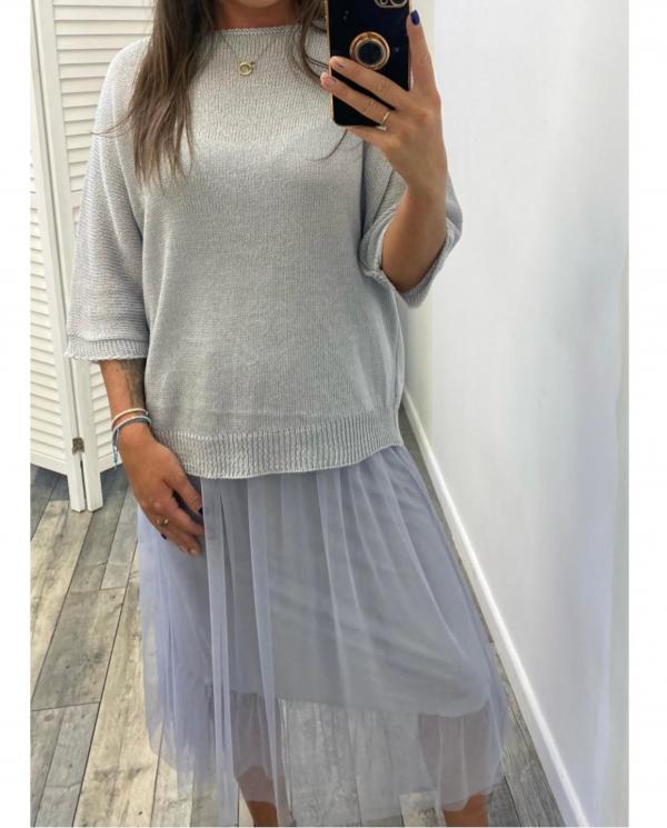 Tulle Hem Dress & Fine Knit Top Two Piece - Terminal 1 Clothing